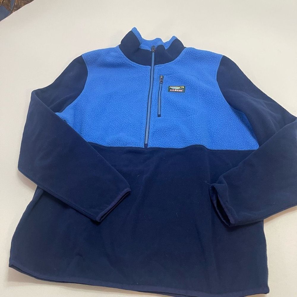 L.L. Bean Blue Fleece 1/2 Zip Sweater Pullover Fleece Size XL